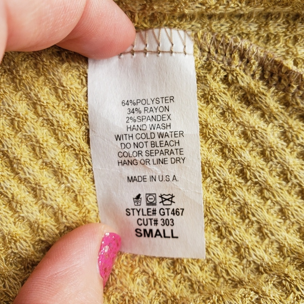 Infinity Raine Light Mustard Waffle Knit Top - Picture 7 of 7